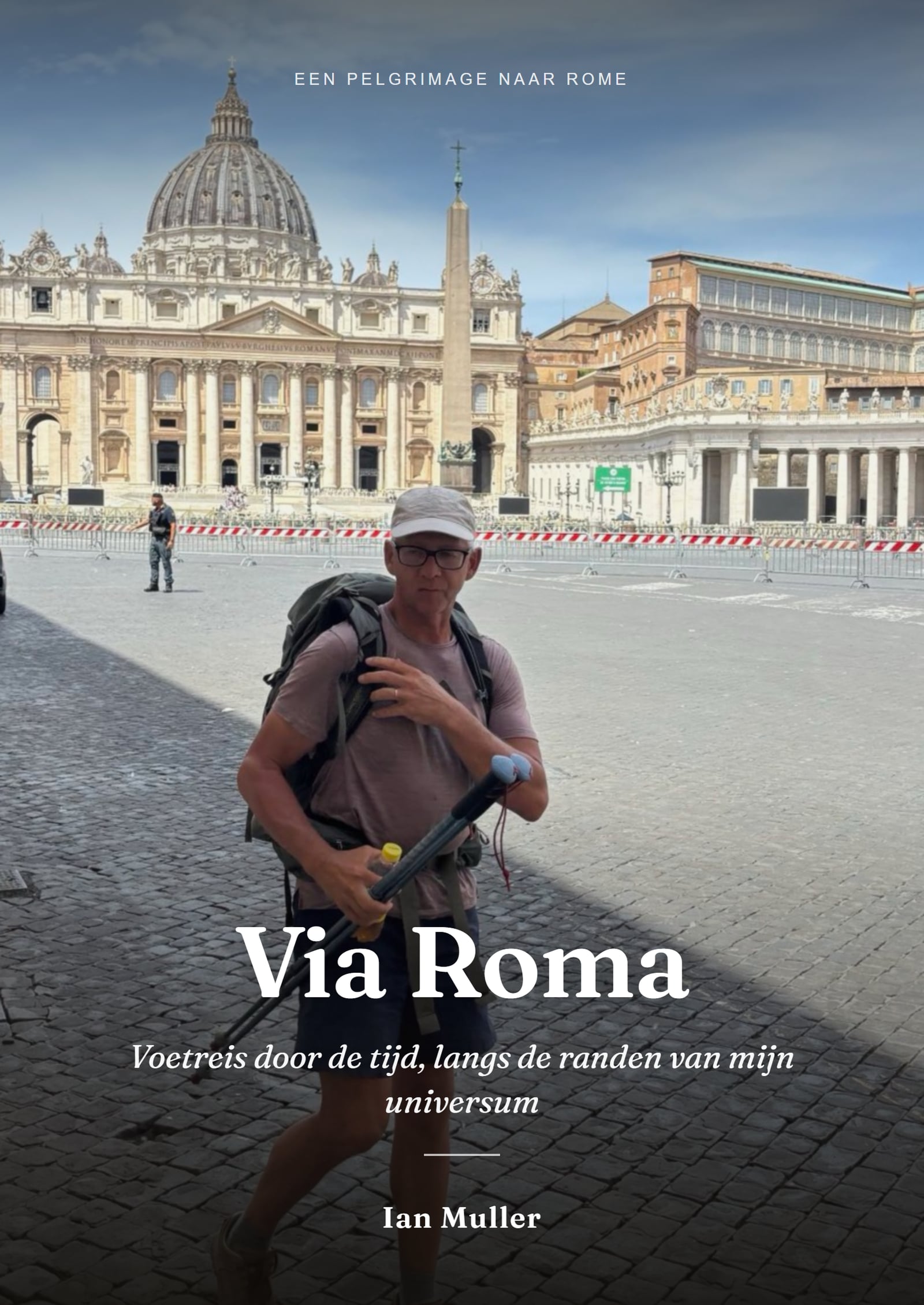 Boekomslag Via Roma, met Ian op het Sint-Pietersplein